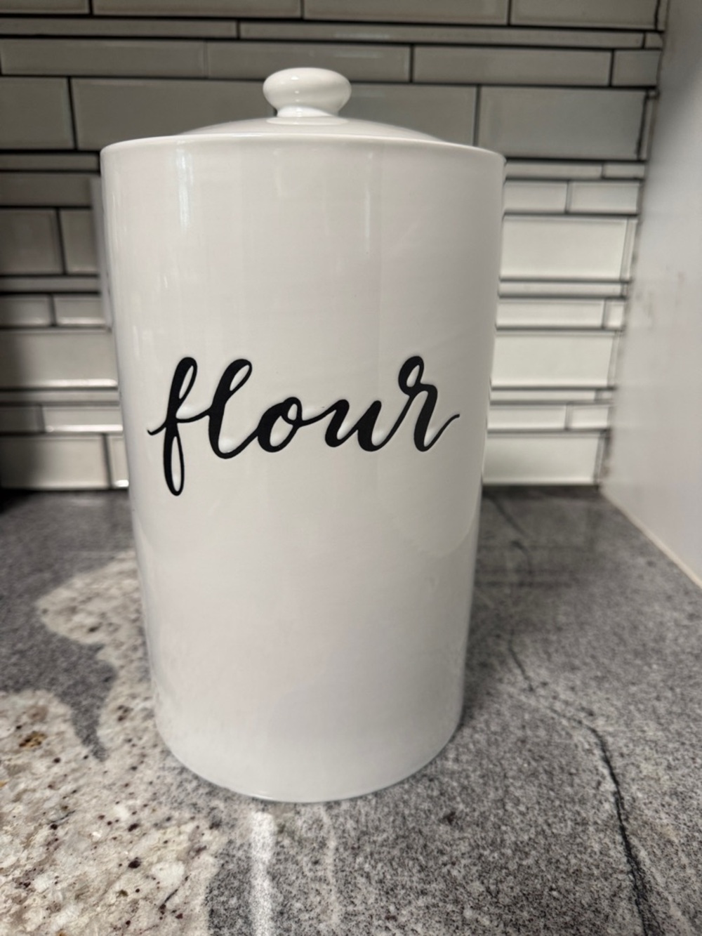 Threshold stoneware White Flour Canister - Kitchen Storage